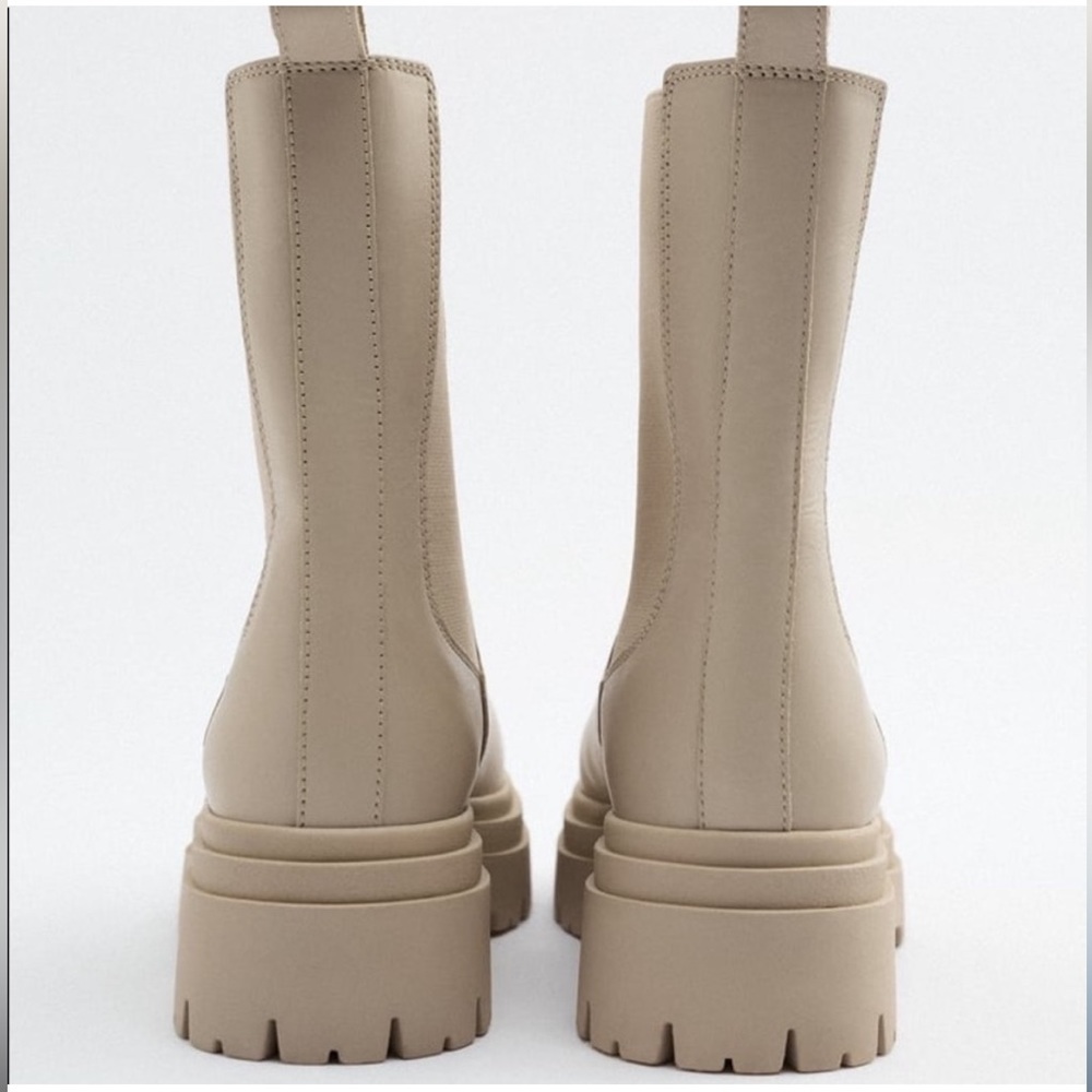 ZARA low heel leather ankle boots